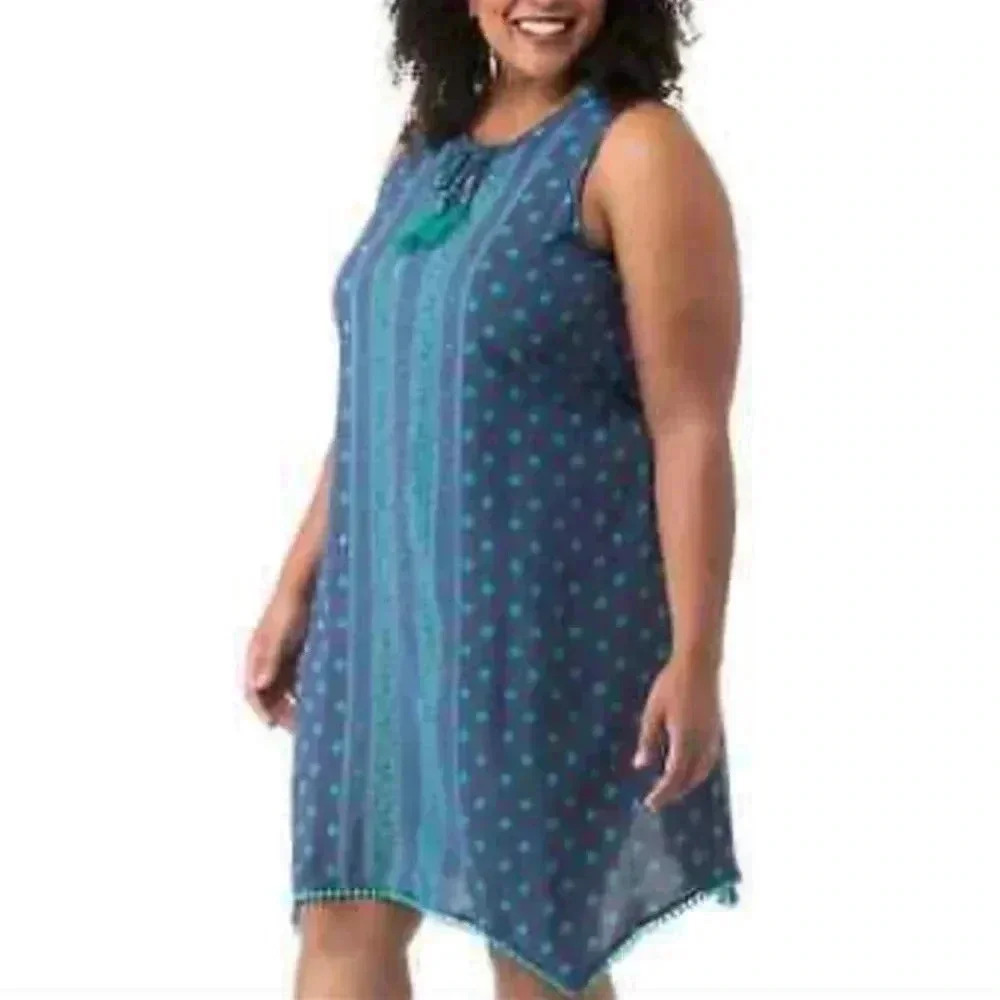 🆕 Cherokee Navy Handkerchief Hem Dress XL🆕 - Picture 3 of 16